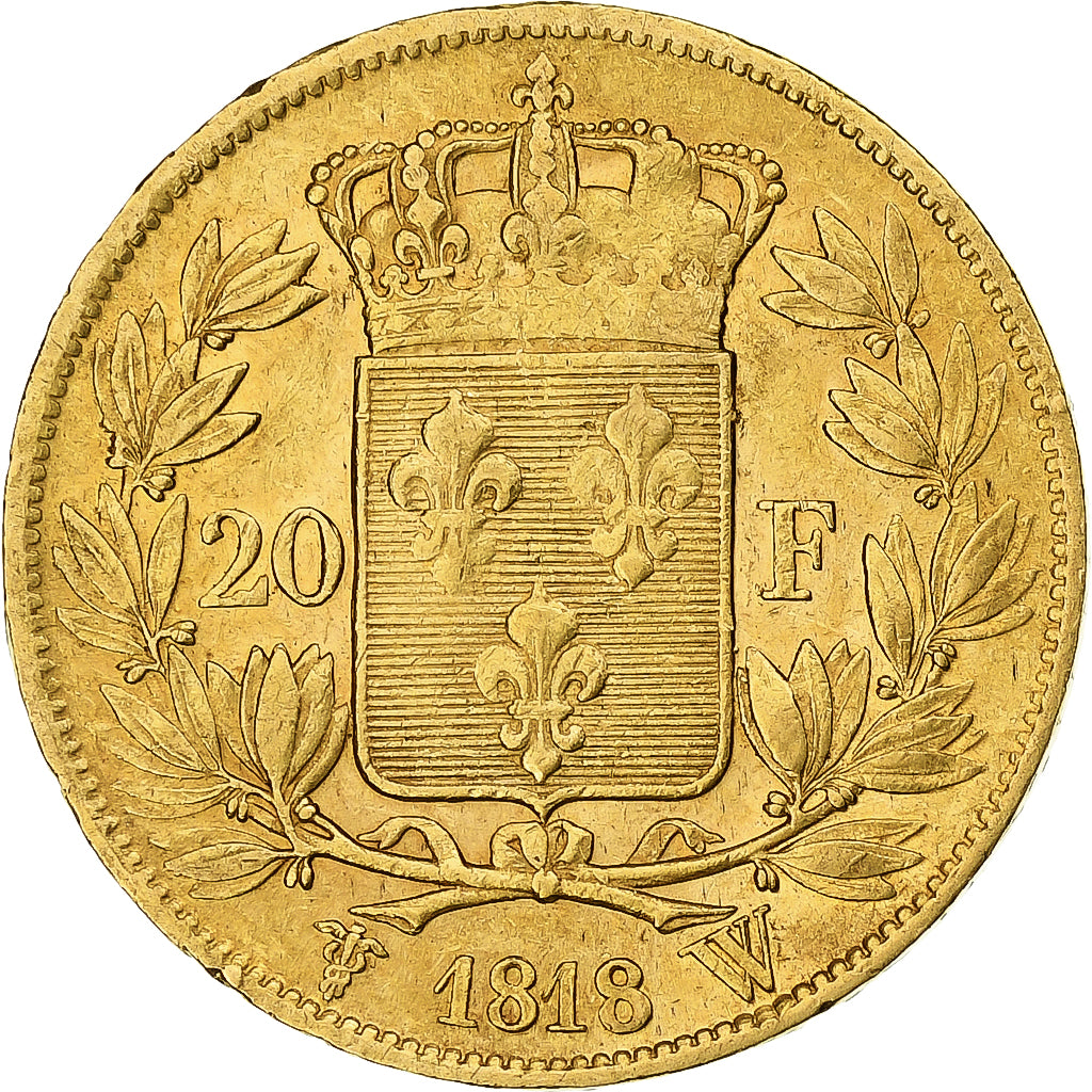 Munten, Frankrijk, Louis XVIII, Louis XVIII, 20 Francs, 1818, Lille, ZF+, Goud