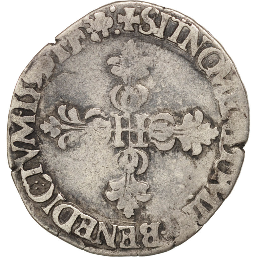 Henri IV, Quart de franc, 1596 D, Lyon, Sombart 4780