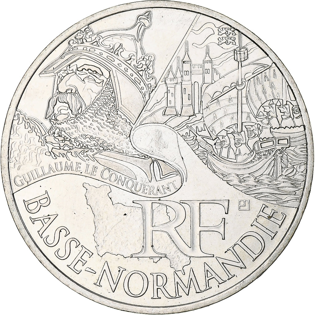 France, 10 Euro, Basse Normandie, 2012, Paris, MS(60-62), Silver, KM:1865