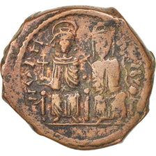Justin II 565-578, Follis, Constantinople, EF(40-45), Copper, Sear #360, 13.16