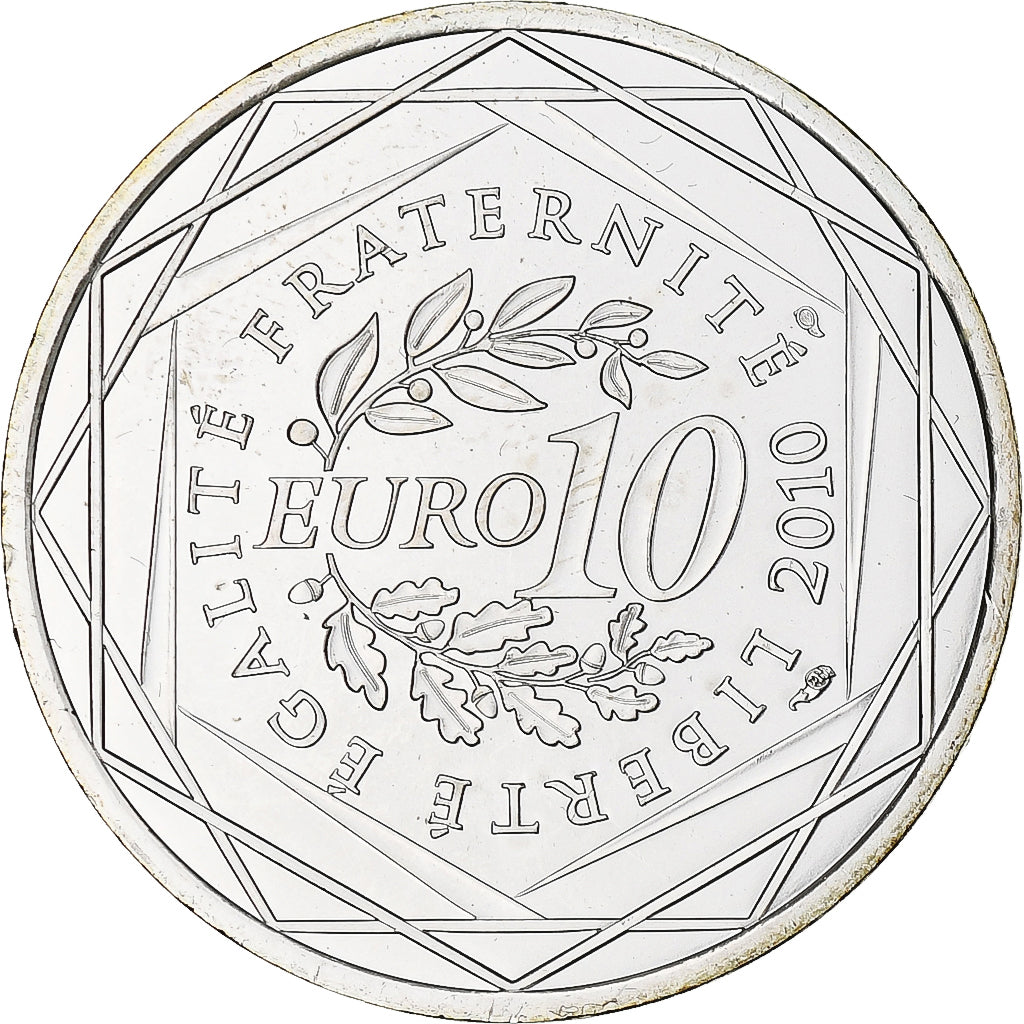 France, 10 Euro, Guadeloupe, 2010, Paris, MS(64), Silver, KM:1655
