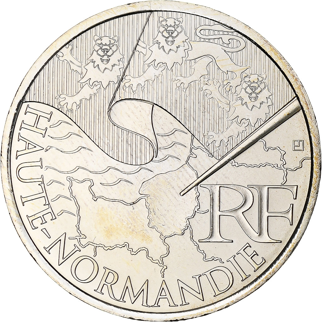 Francia, 10 Euro, Haute Normandie, Euros des régions, 2010, FDC, FDC, Plata