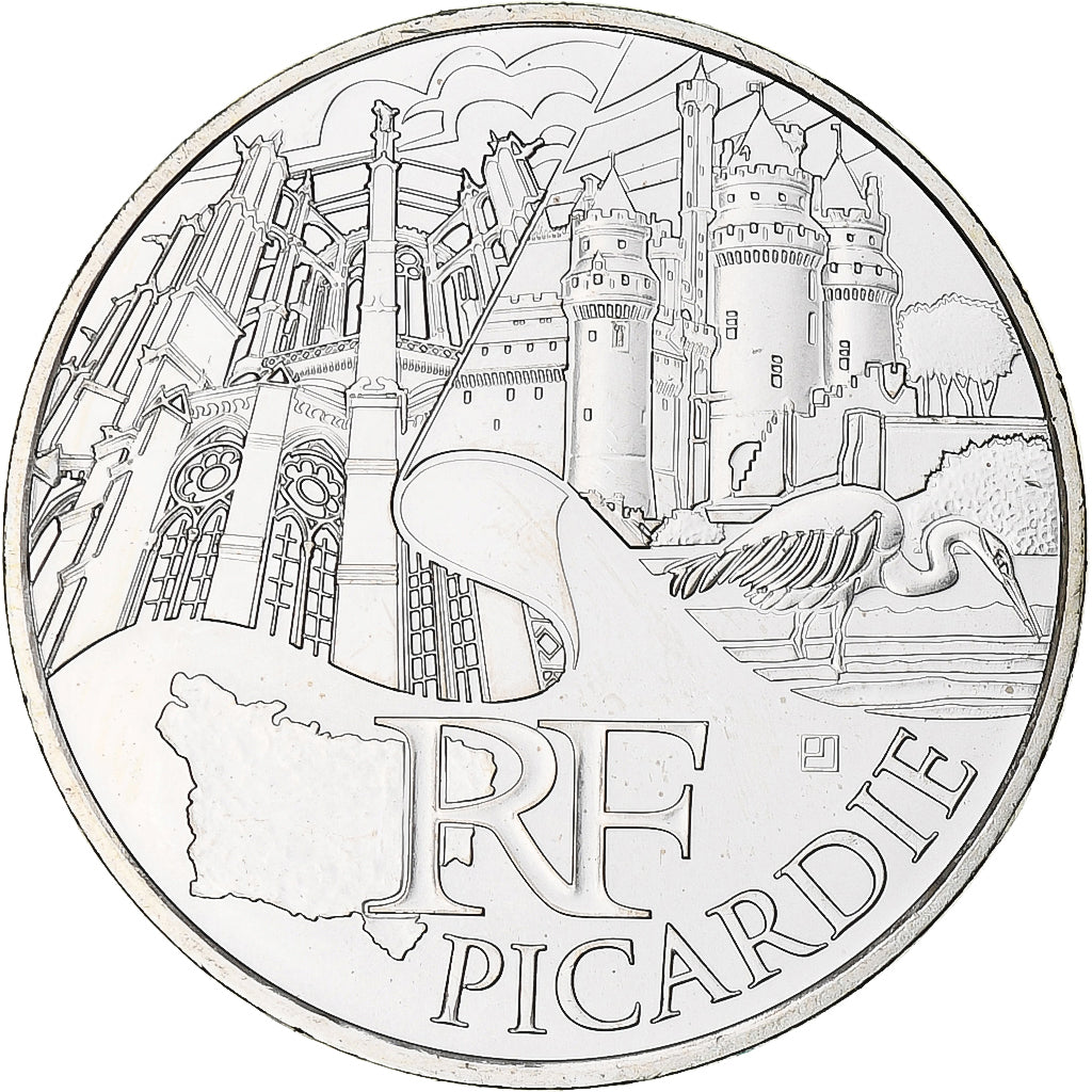 France, 10 Euro, Picardie, 2011, Paris, MS(65-70), Silver, KM:1745