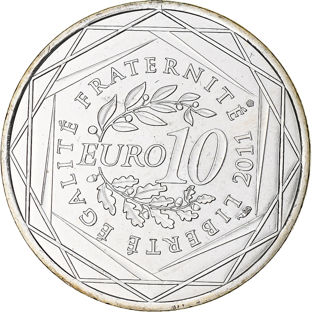 France, 10 Euro, Alsace, 2011, Paris, MS(65-70), Silver, KM:1734