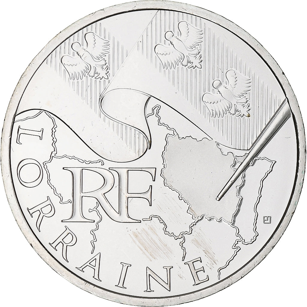 Frankrijk, 10 Euro, Lorraine, Euros des régions, 2010, FDC, Zilver