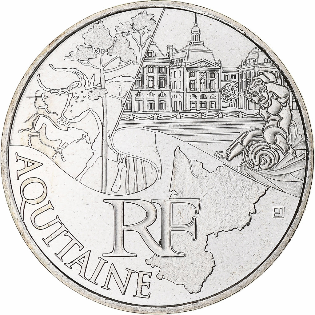 France, 10 Euro, Aquitaine, 2011, Paris, MS(64), Silver, KM:1727
