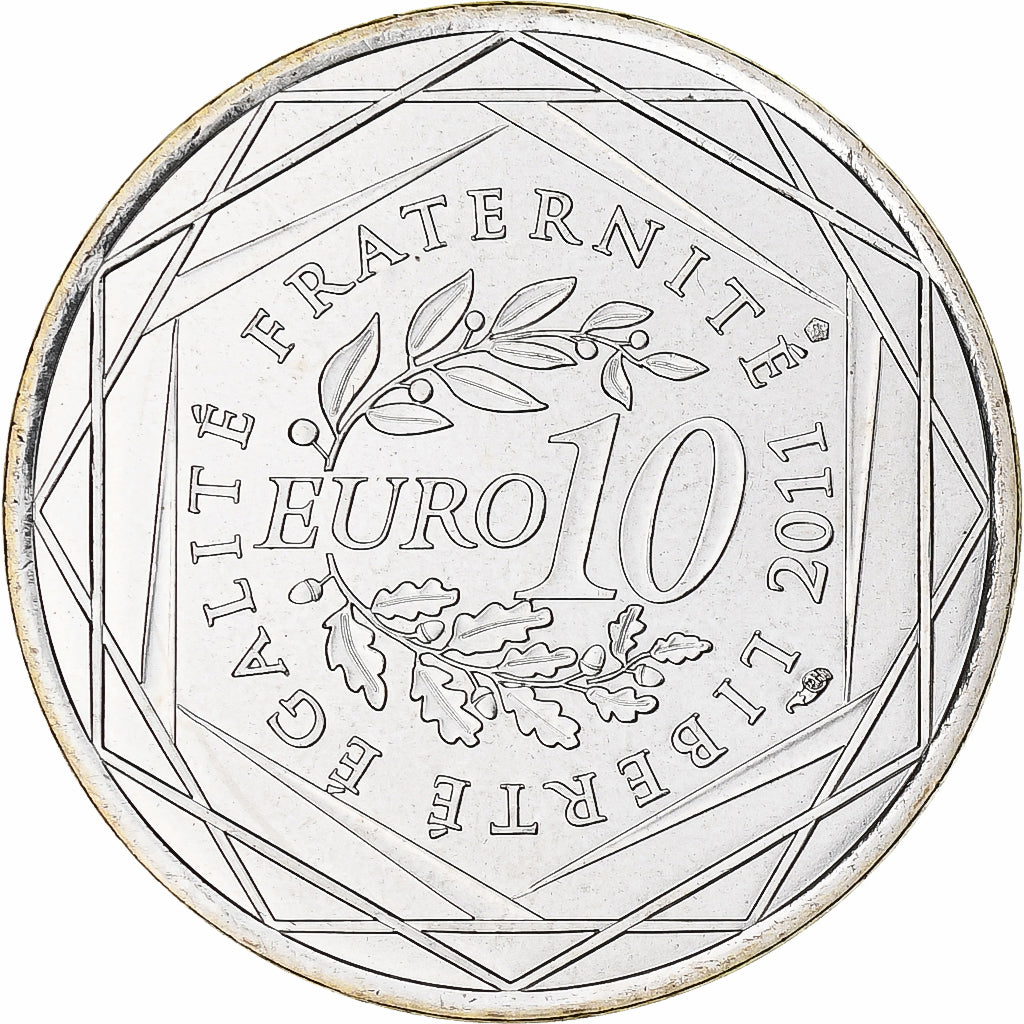 France, 10 Euro, Aquitaine, 2011, Paris, MS(64), Silver, KM:1727