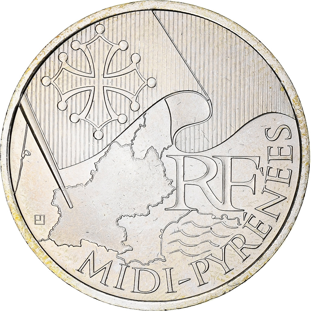 France, 10 Euro, Midi-Pyrénées, 2010, Paris, MS(64), Silver, KM:1663