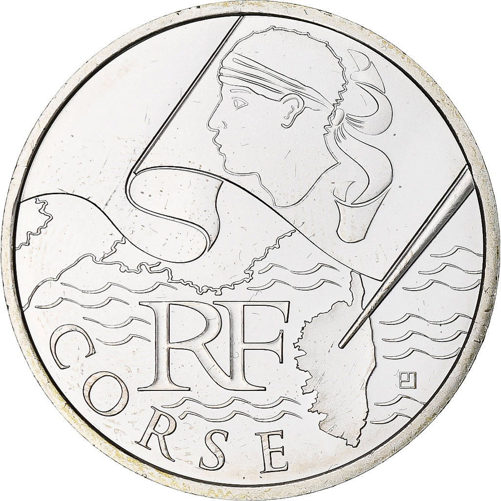 France, 10 Euro, Corse, Euros des régions, 2010, MS(65-70), Silver