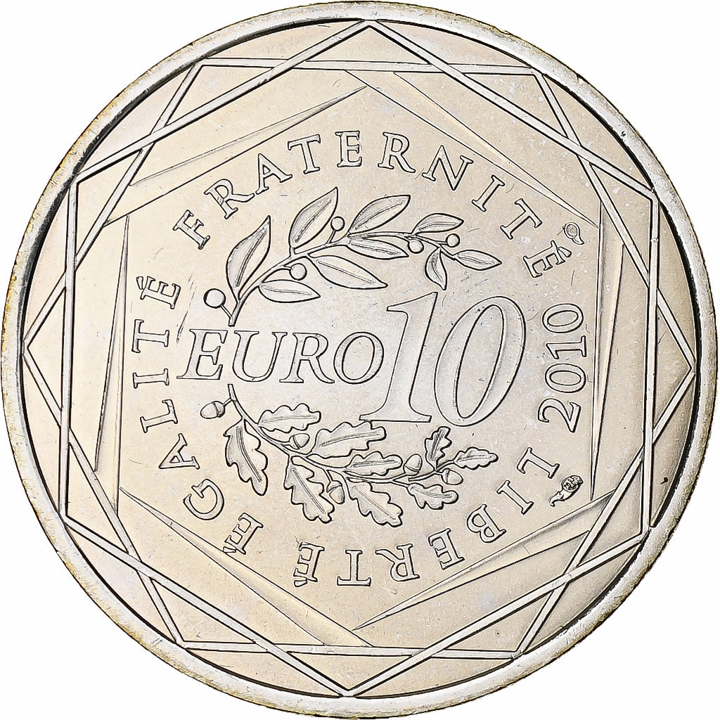 France, 10 Euro, 2010, Paris, Bretagne, MS(65-70), Silver, KM:1648