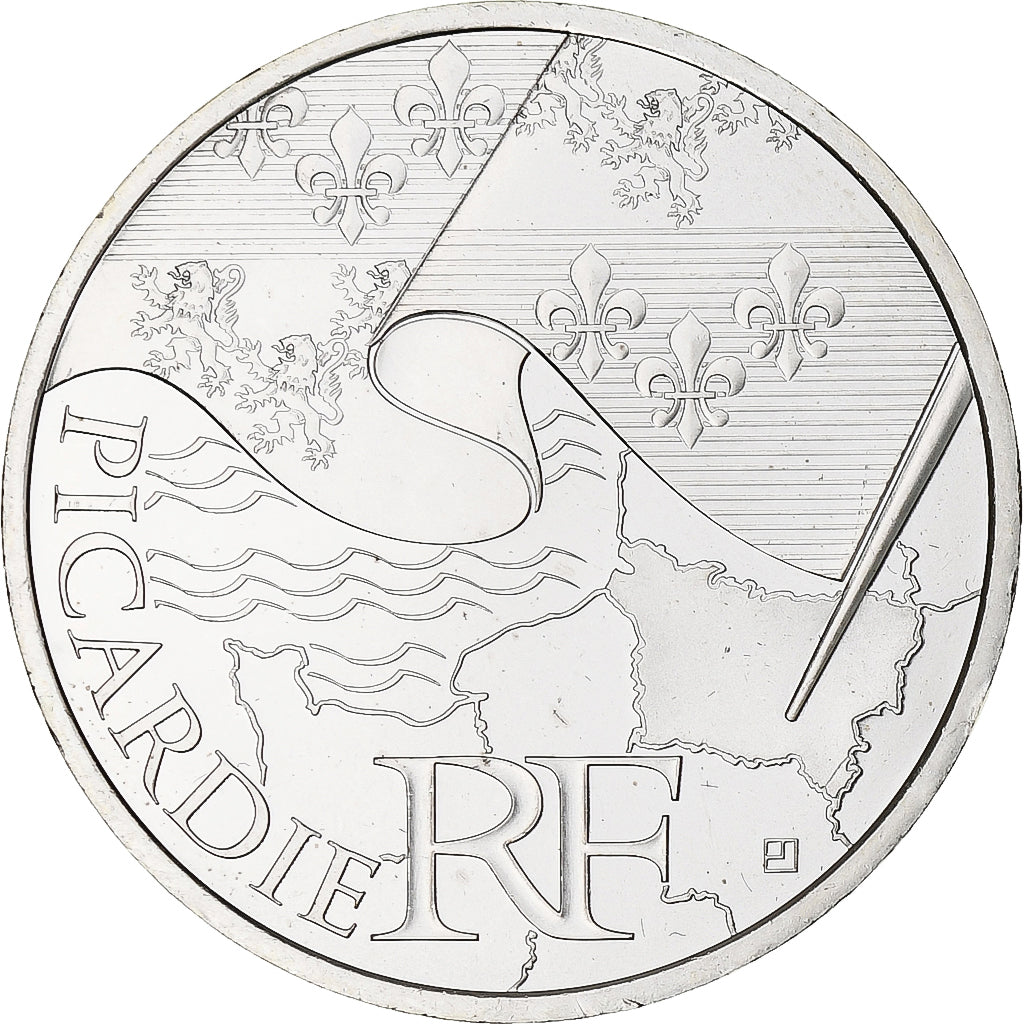 France, 10 Euro, Picardie, 2010, MS(65-70), Silver