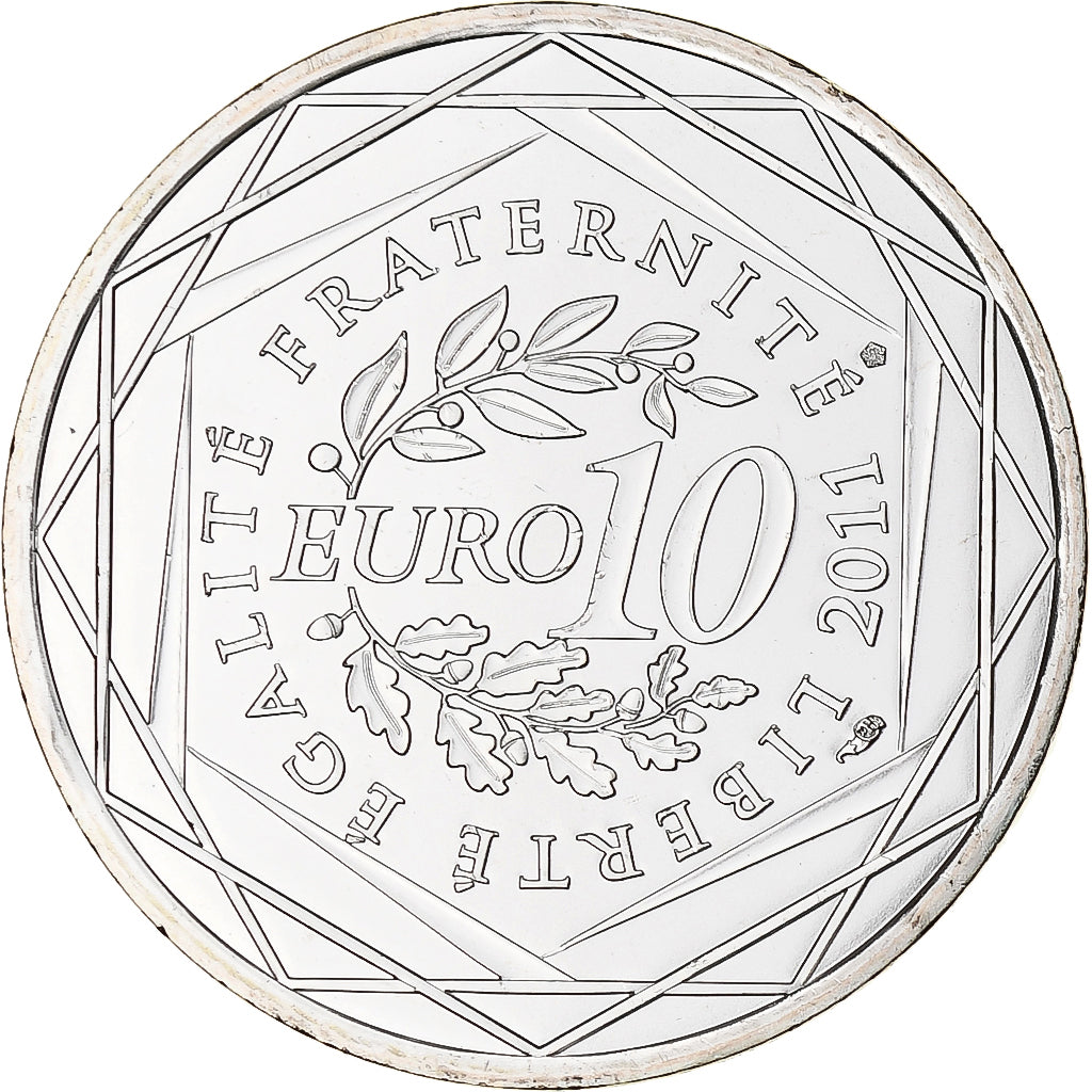 France, 10 Euro, Corse, Euros des régions, 2011, Paris, MS(65-70), Silver