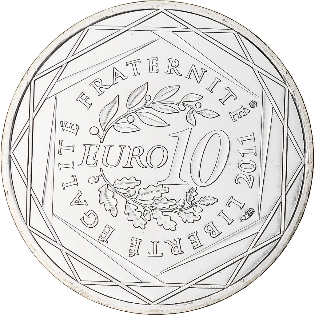 France, 10 Euro, Centre, 2011, Paris, MS(65-70), Silver, KM:1732