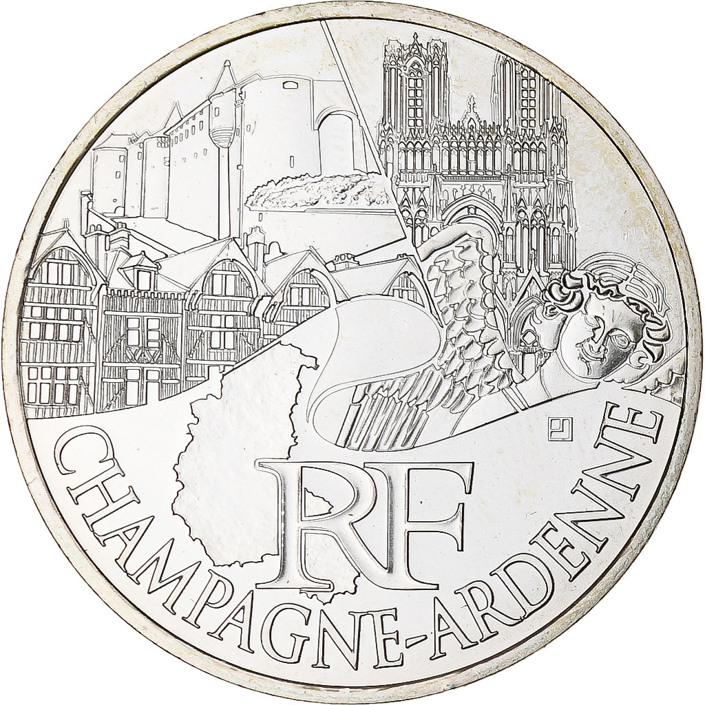 France, 10 Euro, Champagne-Ardenne, 2011, MS(65-70), Silver