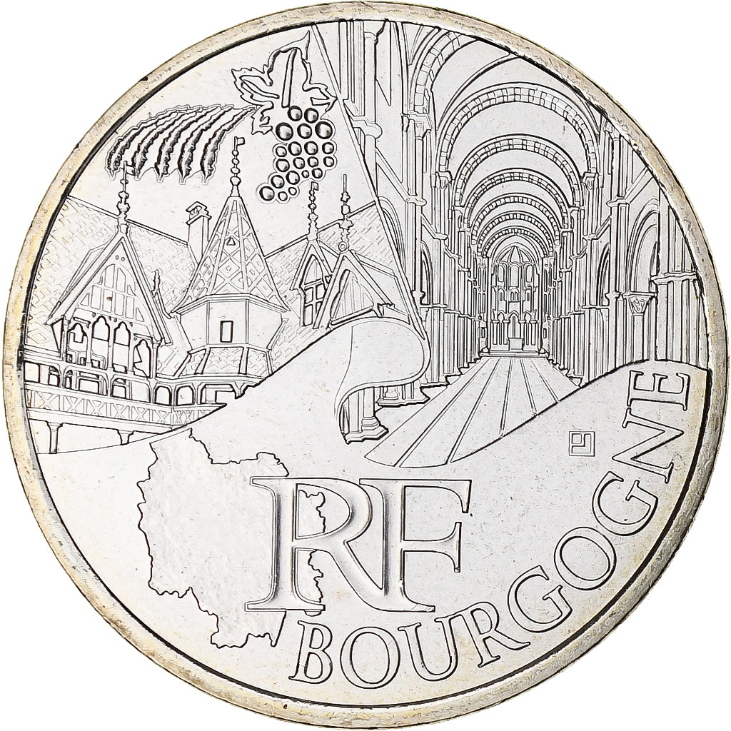 France, 10 Euro, Bourgogne, 2011, MS(65-70), Silver