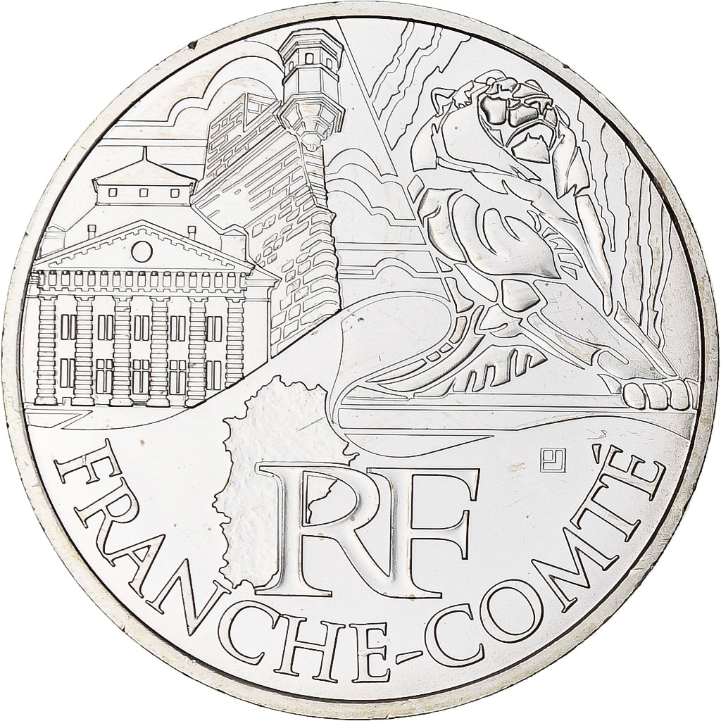 France, 10 Euro, Franche-Comté, 2011, MS(65-70), Silver