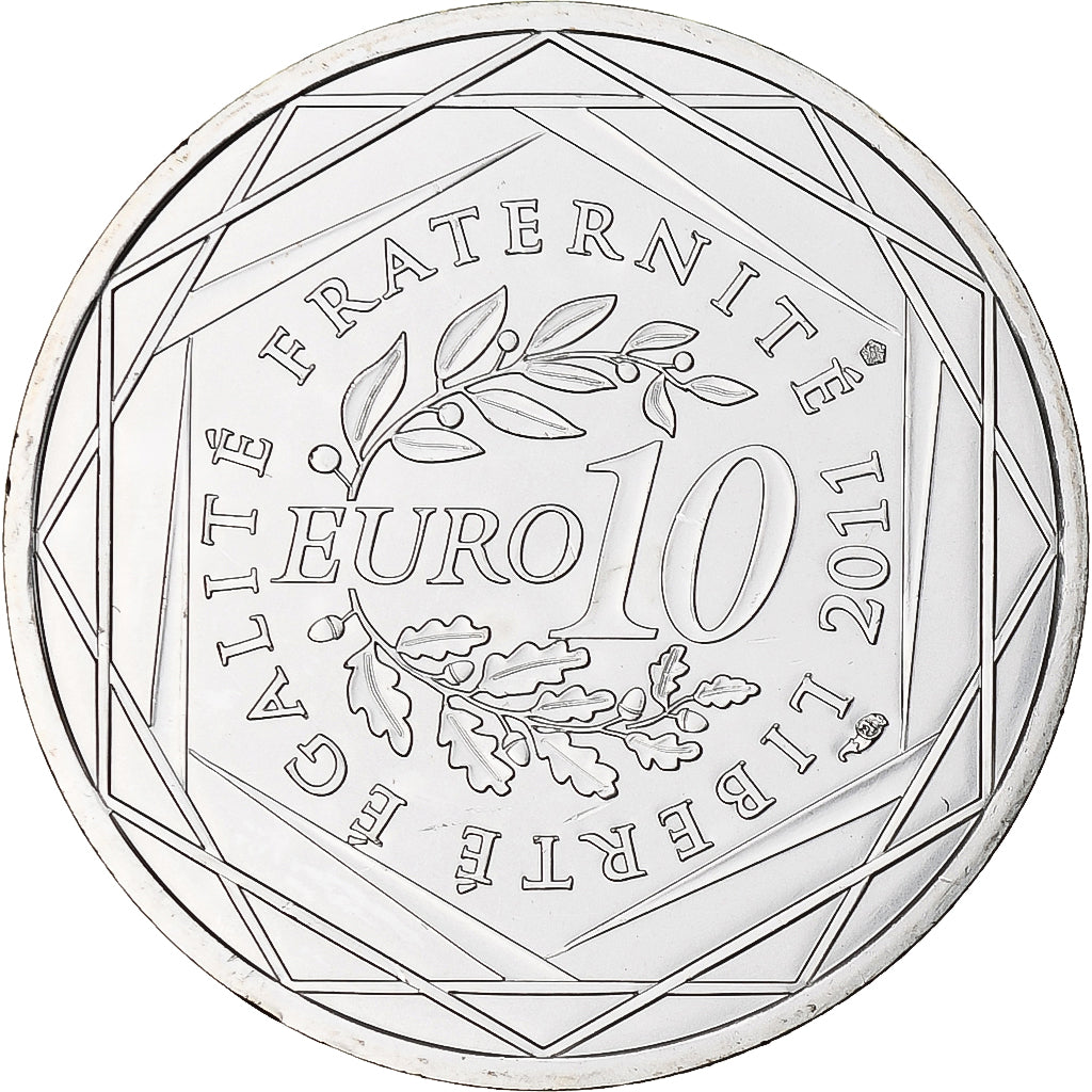 France, 10 Euro, Franche-Comté, 2011, MS(65-70), Silver