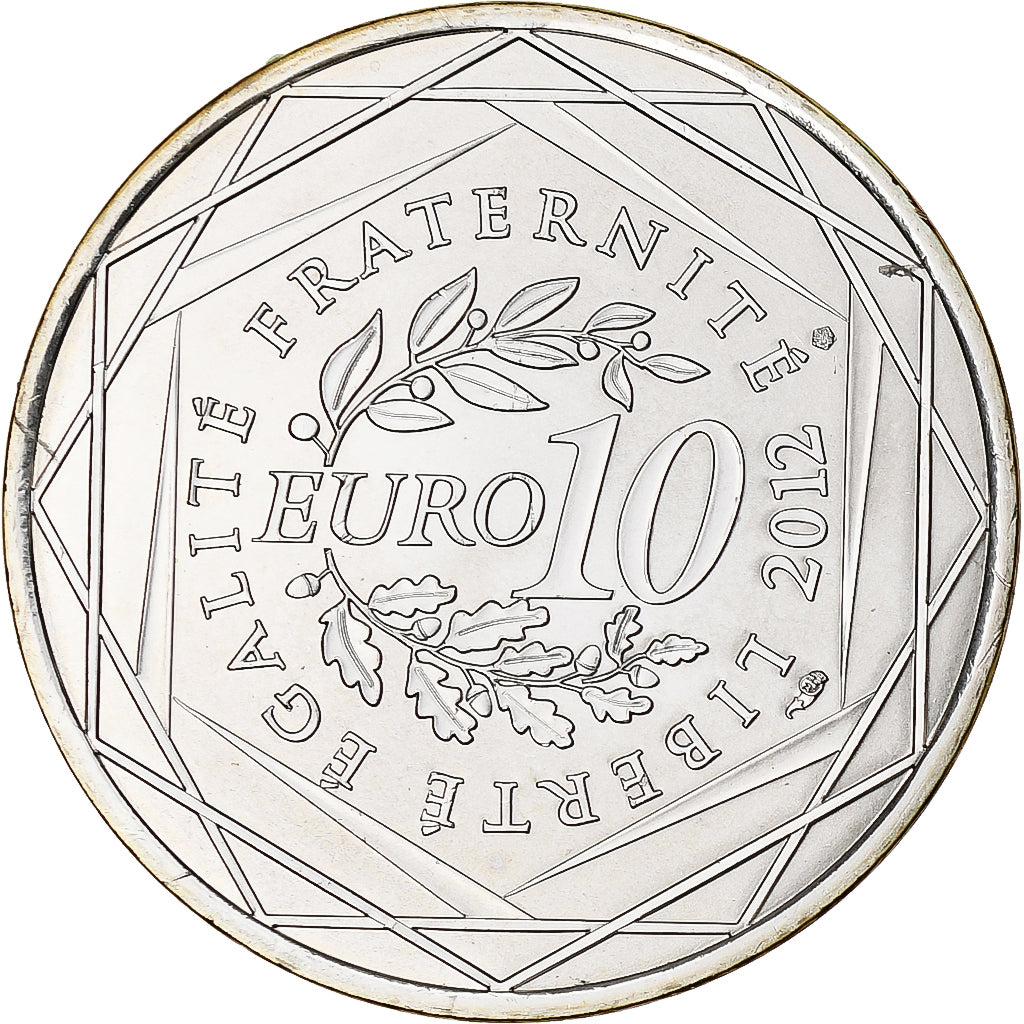 France, 10 Euro, 2012, Mayotte, MS(65-70), Silver