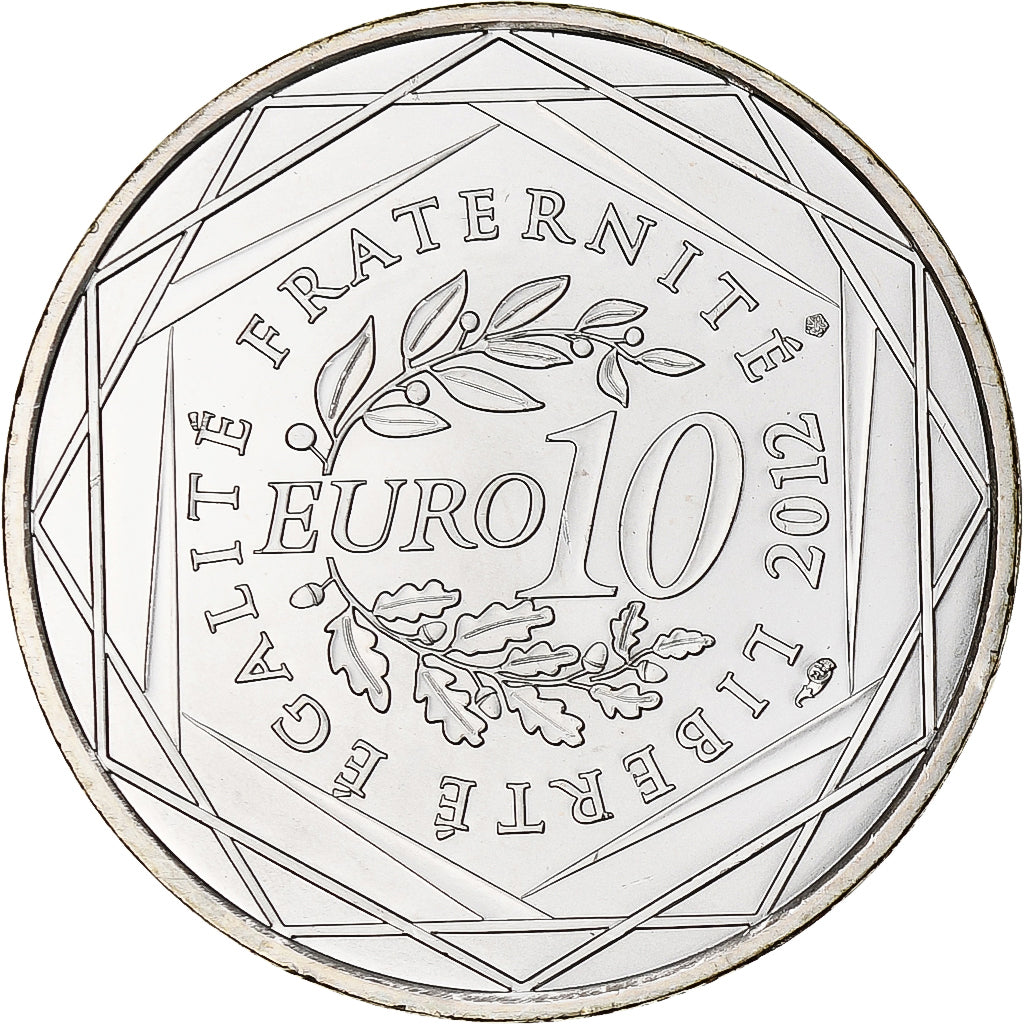 France, 10 Euro, 2012, Guyane, MS(65-70), Silver