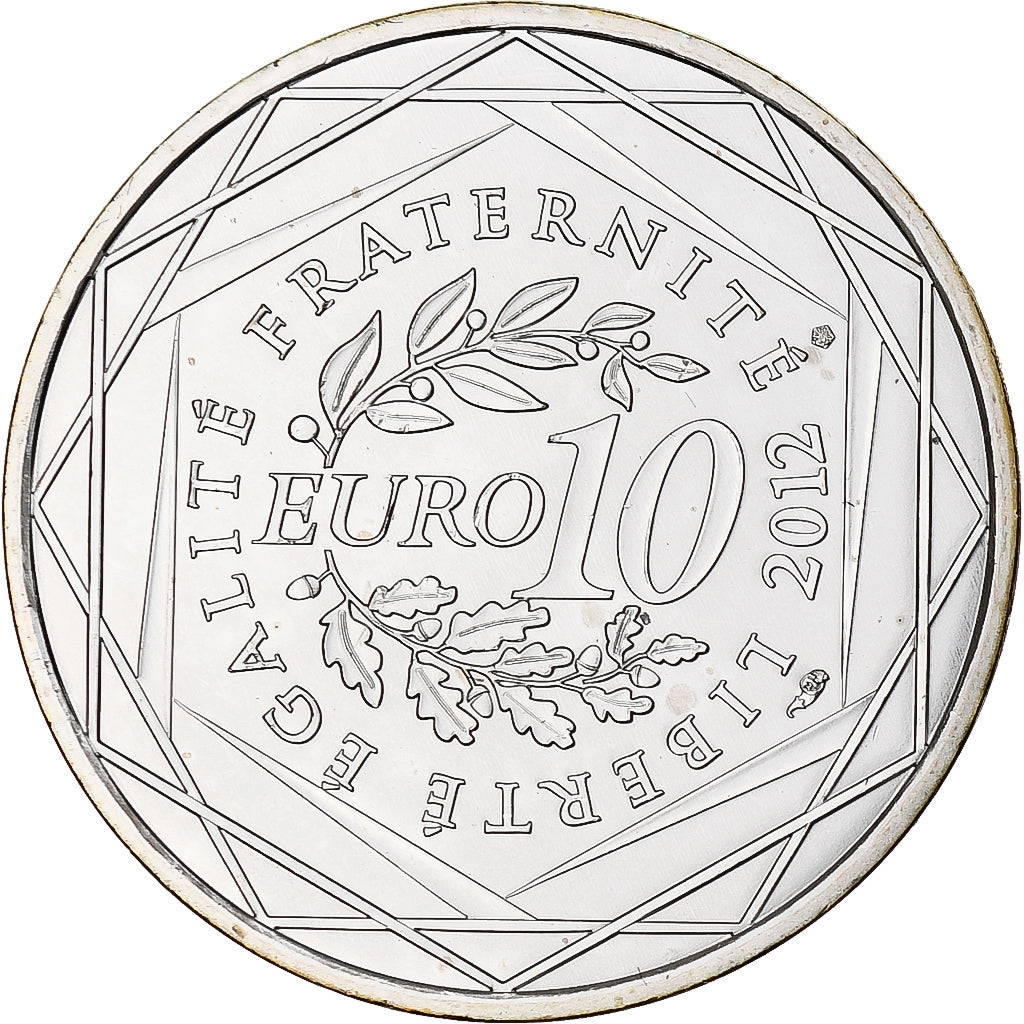 France, 10 Euro, 2012, Guadeloupe, MS(65-70), Silver
