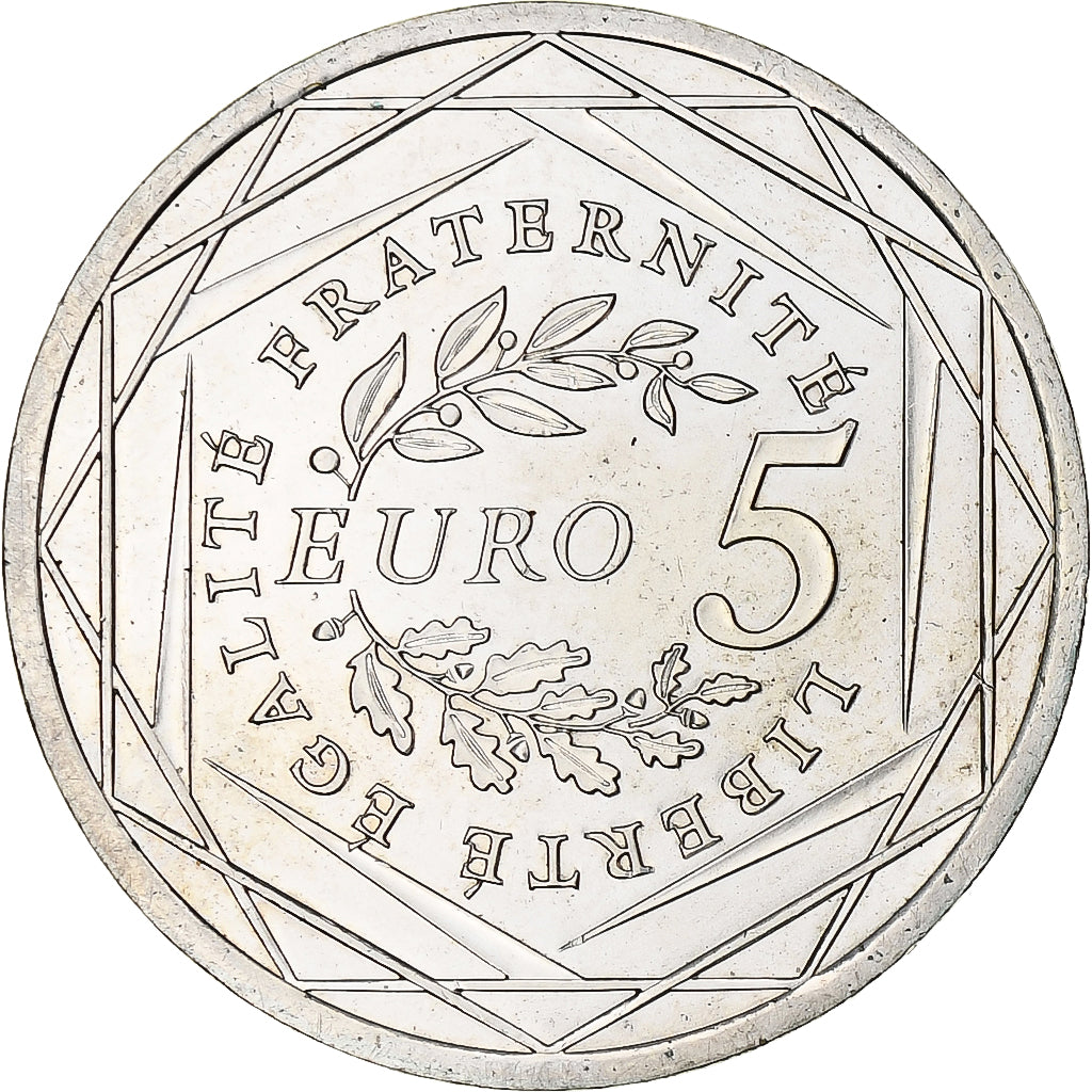 France, 5 Euro, 2008, MS(64), Silver, KM:1534