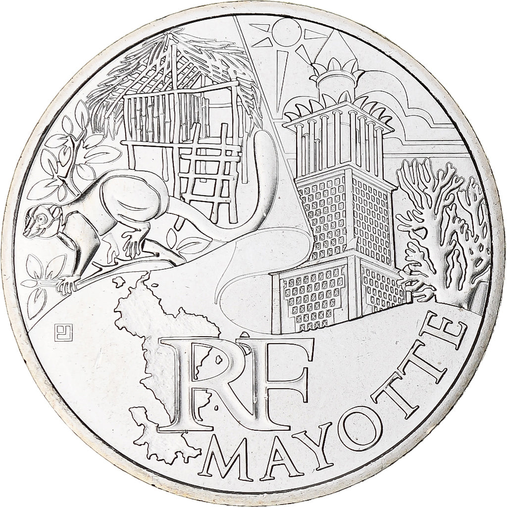 France, 10 Euro, Mayotte, 2011, Paris, SPL+, Argent, Gadoury:EU450, KM:1726