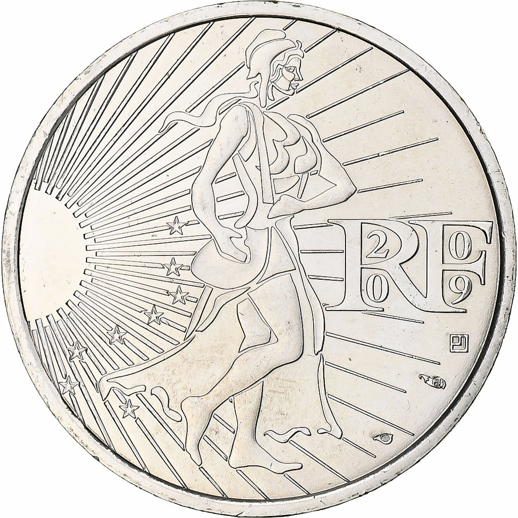 França, 10 Euro, 2009, MS(64), Prata, Gadoury:EU337, KM:1580