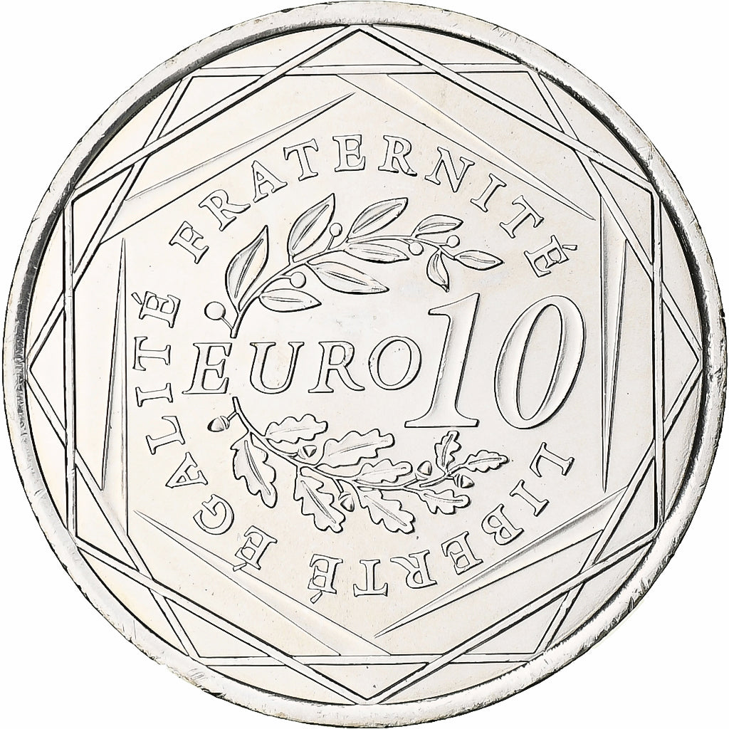 França, 10 Euro, 2009, MS(64), Prata, Gadoury:EU337, KM:1580