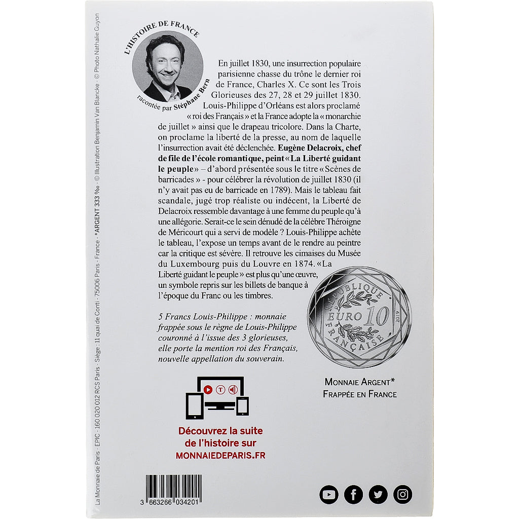 France, 10 Euro, Pièces d'Histoire, 2019, LIBERTÉ GUIDANT LE PEUPLE