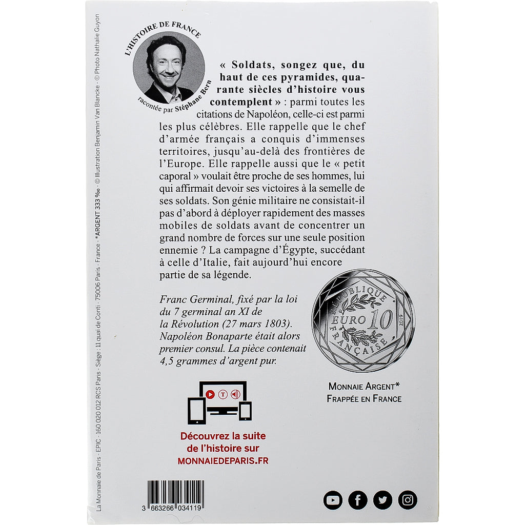 Frankreich, 10 Euro, Pièces d'Histoire, 2019, Napoléon Bonaparte, STGL, Silber