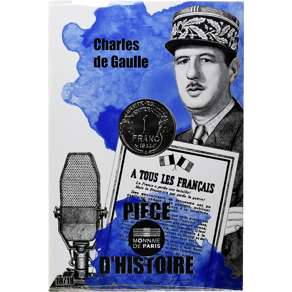 France, 10 Euro, Pièces d'Histoire, 2019, Charles de Gaulle, FDC, Argent