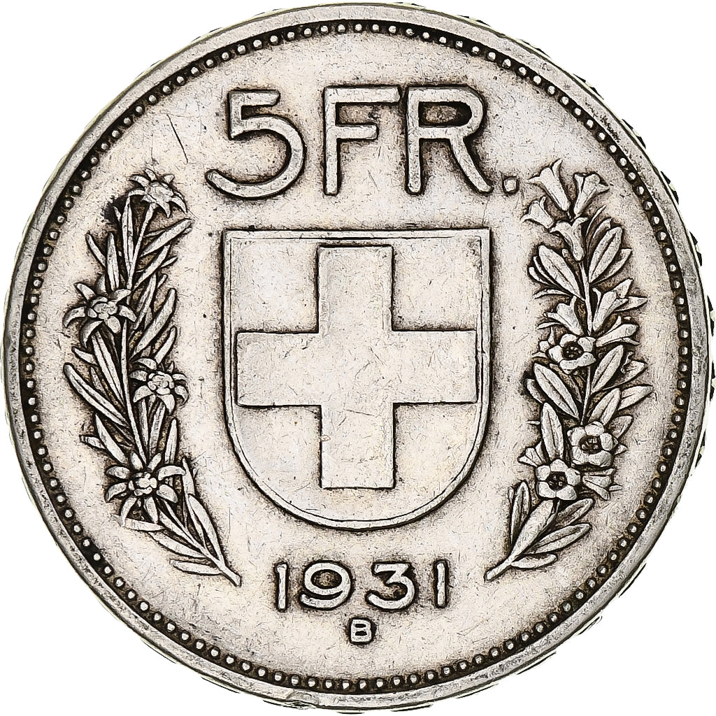 Coin, Switzerland, 5 Francs, 1931, Bern, EF(40-45), Silver, KM:40