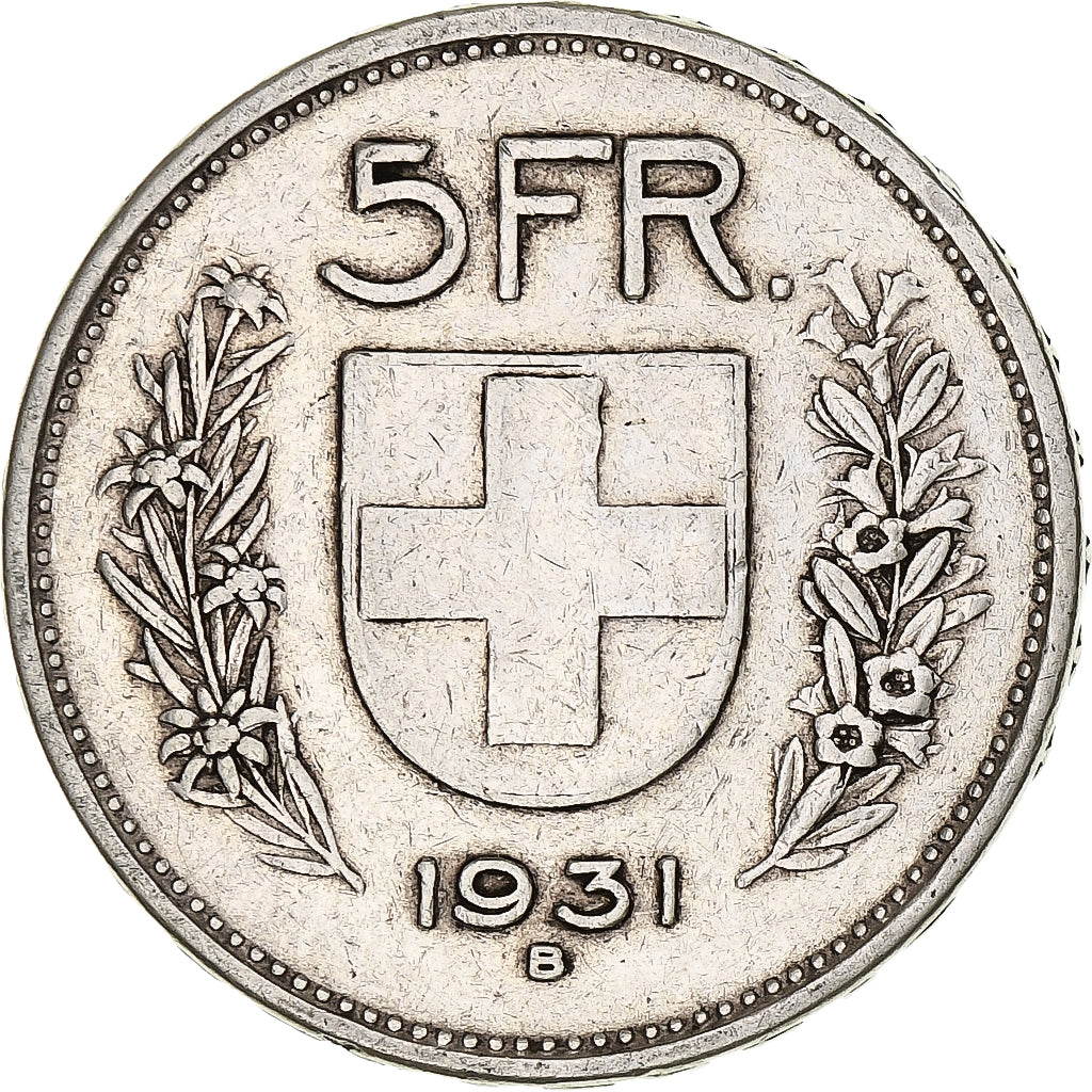 Munten, Zwitserland, 5 Francs, 1931, Bern, ZF, Zilver, KM:40