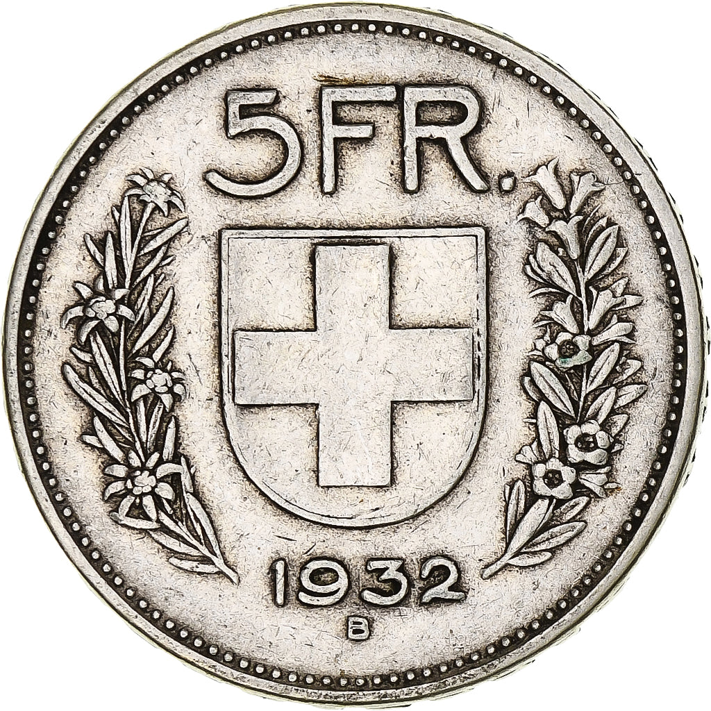 Munten, Zwitserland, 5 Francs, 1932, Bern, ZF, Zilver, KM:40