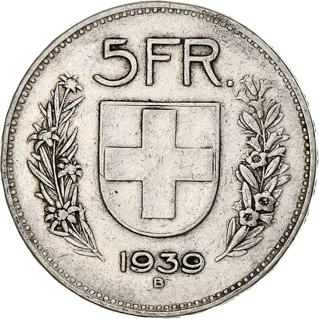Munten, Zwitserland, 5 Francs, 1939, Bern, ZF, Zilver, KM:40