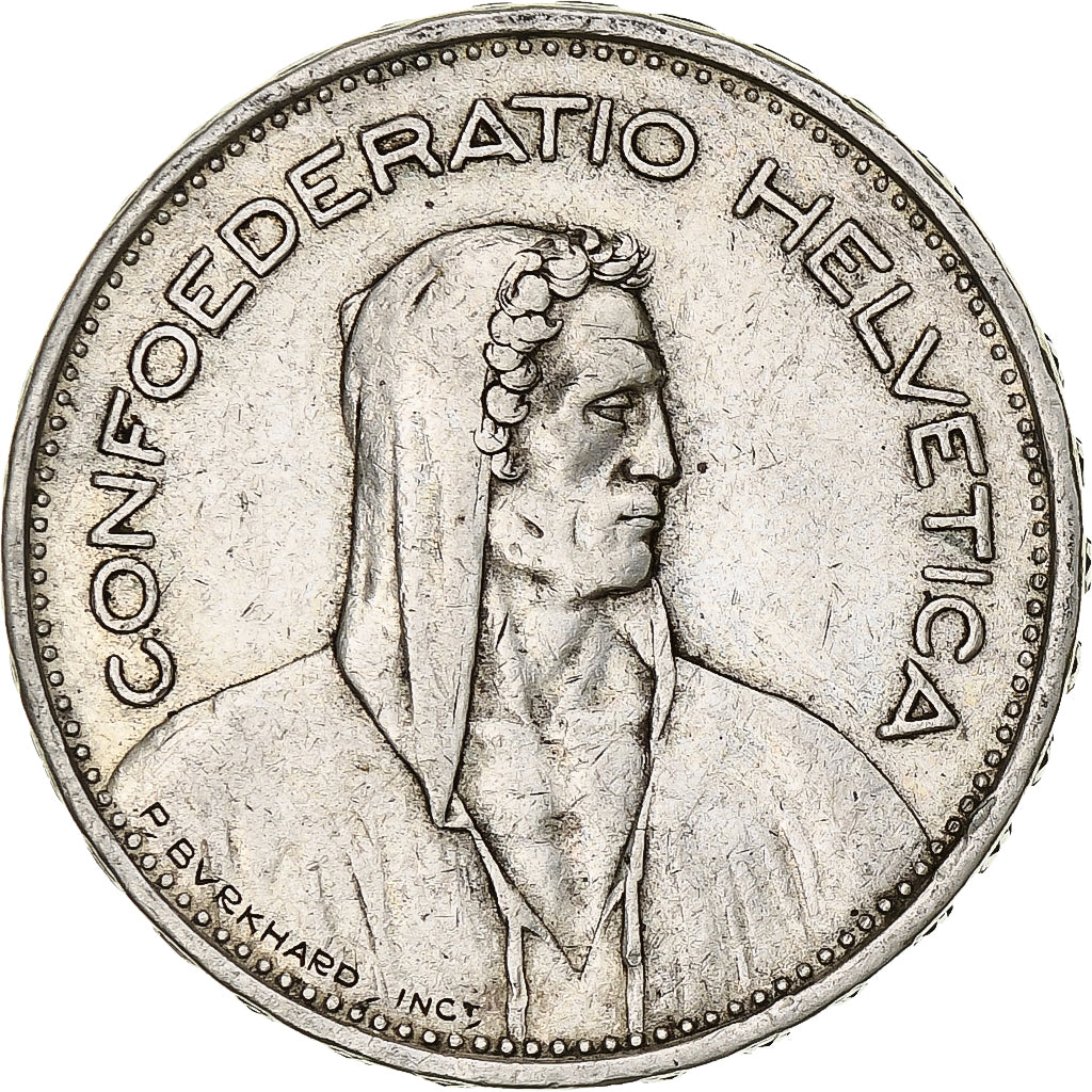 Coin, Switzerland, 5 Francs, 1939, Bern, EF(40-45), Silver, KM:40