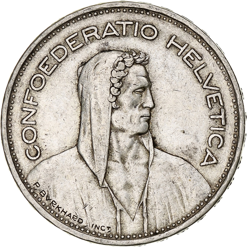 Munten, Zwitserland, 5 Francs, 1939, Bern, ZF+, Zilver, KM:40
