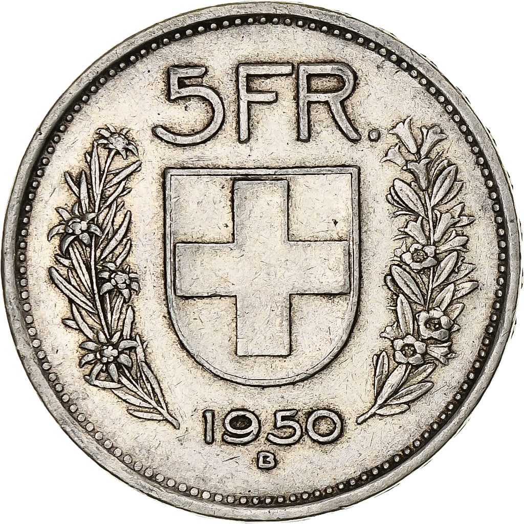 Coin, Switzerland, 5 Francs, 1950, Bern, AU(50-53), Silver, KM:40
