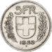 Moneta, Szwajcaria, 5 Francs, 1953, Bern, AU(50-53), Srebro, KM:40