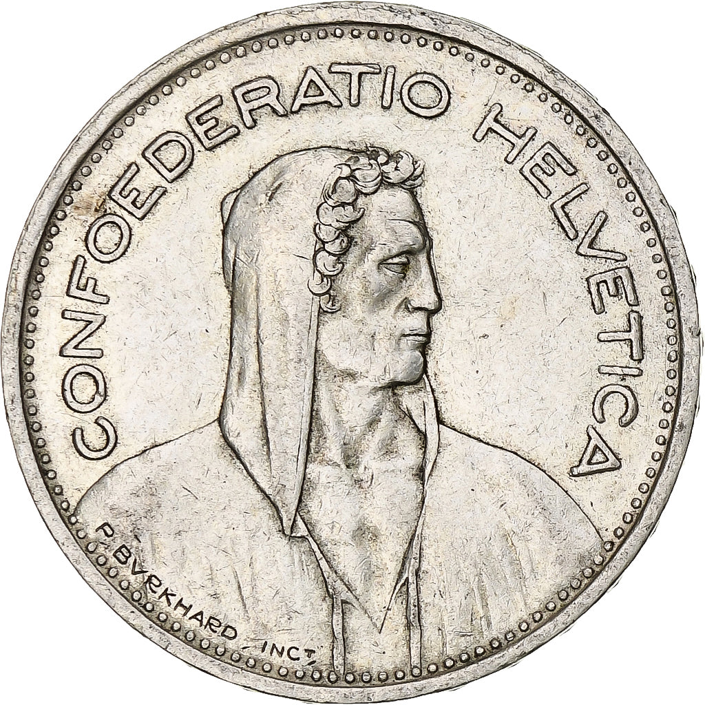 Moneta, Szwajcaria, 5 Francs, 1953, Bern, AU(50-53), Srebro, KM:40