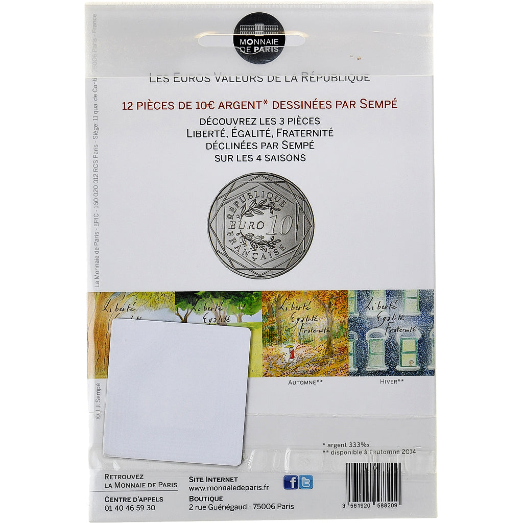 Francia, Monnaie de Paris, 10 Euro, Egalité Hiver Sempé, 2014, Paris, FDC