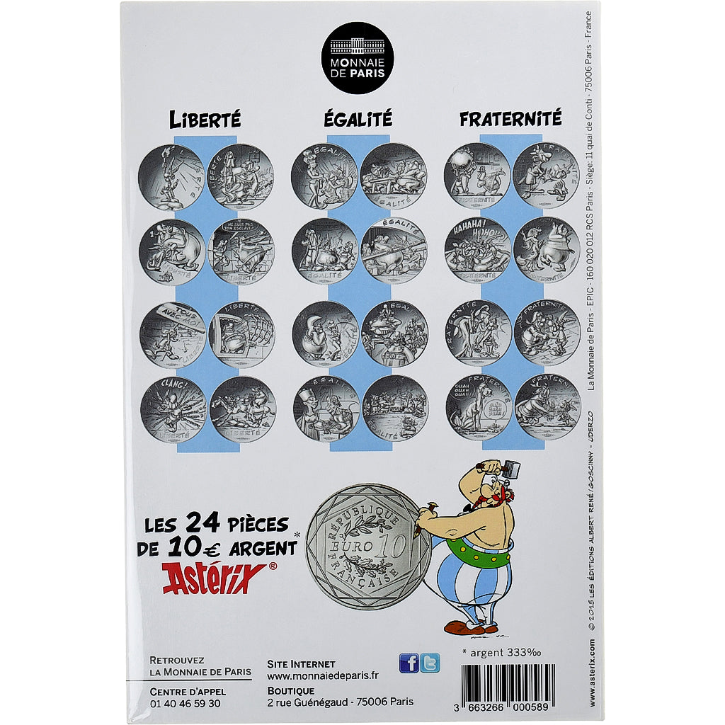 France, Monnaie de Paris, 10 Euro, Astérix Liberté (La serpe d'or), 2015