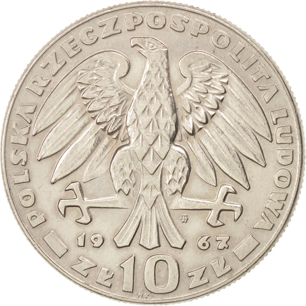 Moneda, Polonia, 10 Zlotych, 1967, Warsaw, MBC+, Cobre - níquel, KM:58