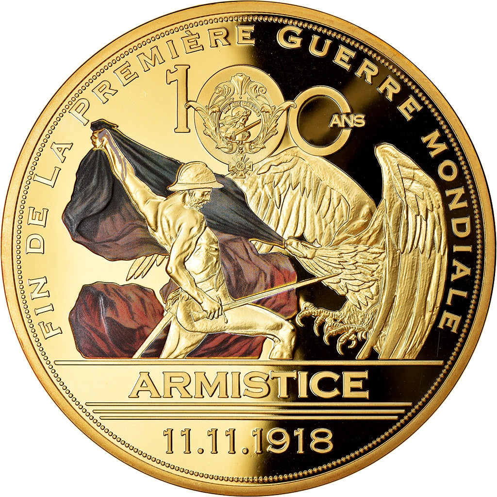 France, Medal, Centenaire de l'Armistice, MS(65-70), Copper Gilt