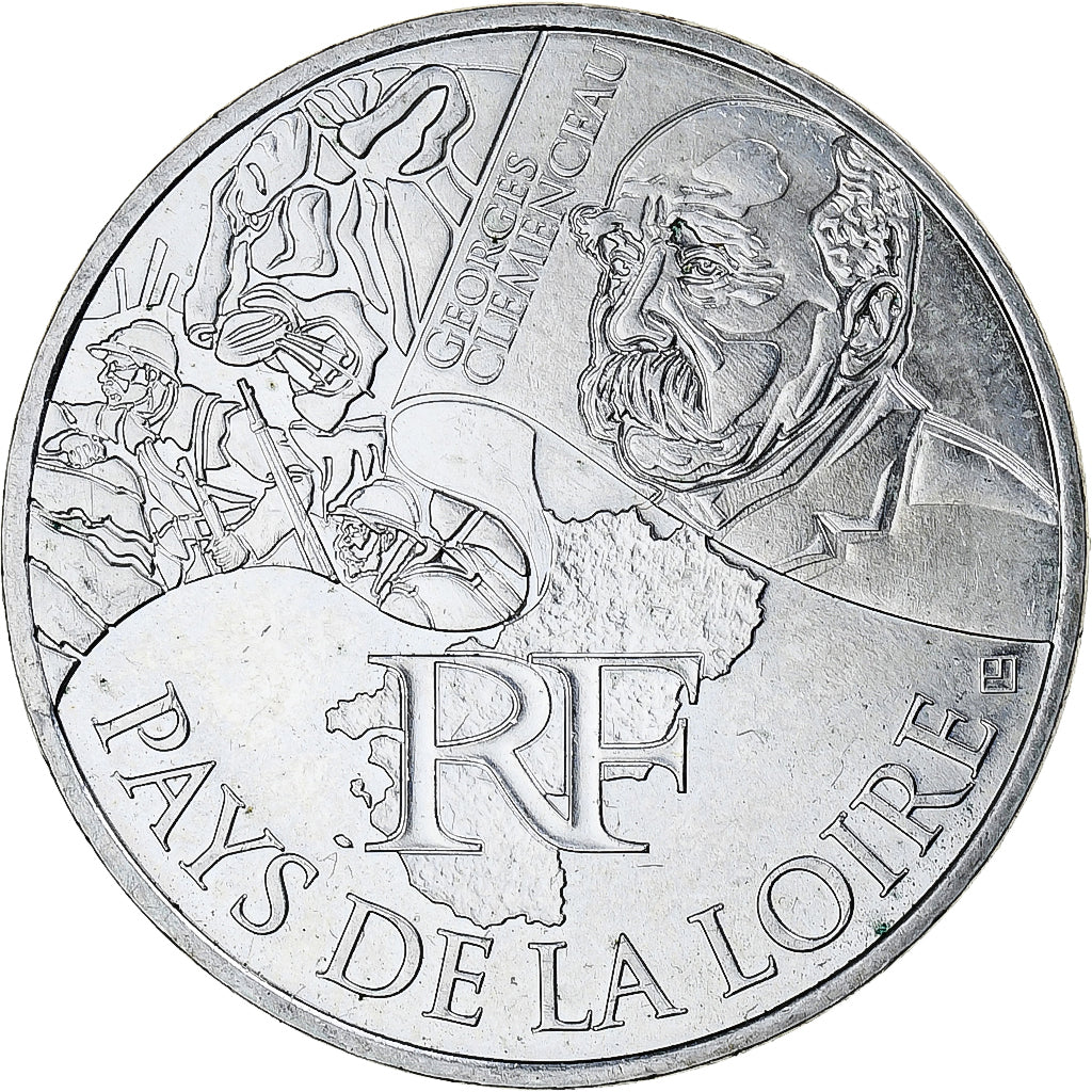 France, 10 Euro, Pays de la Loire, 2012, Paris, MS(64), Silver, KM:1881