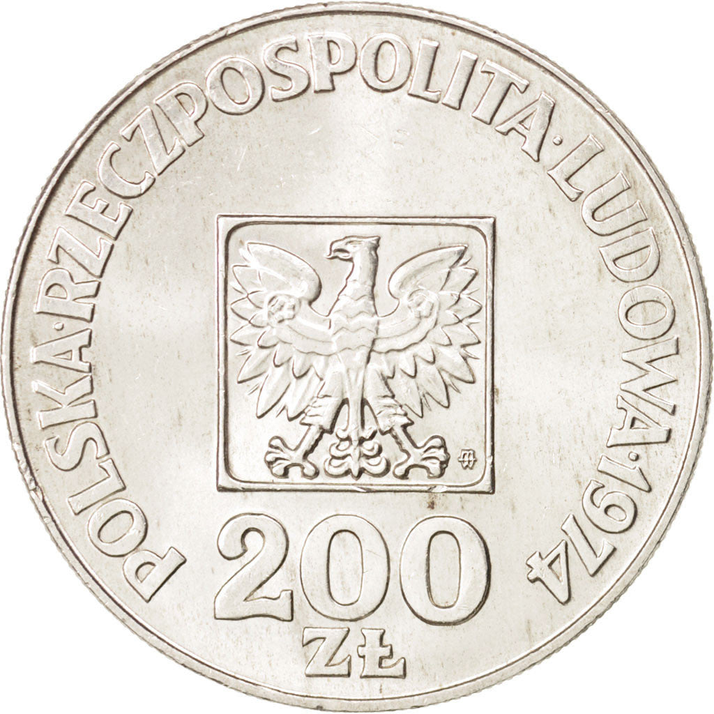 Coin, Poland, 200 Zlotych, 1974, Warsaw, MS(63), Silver, KM:72