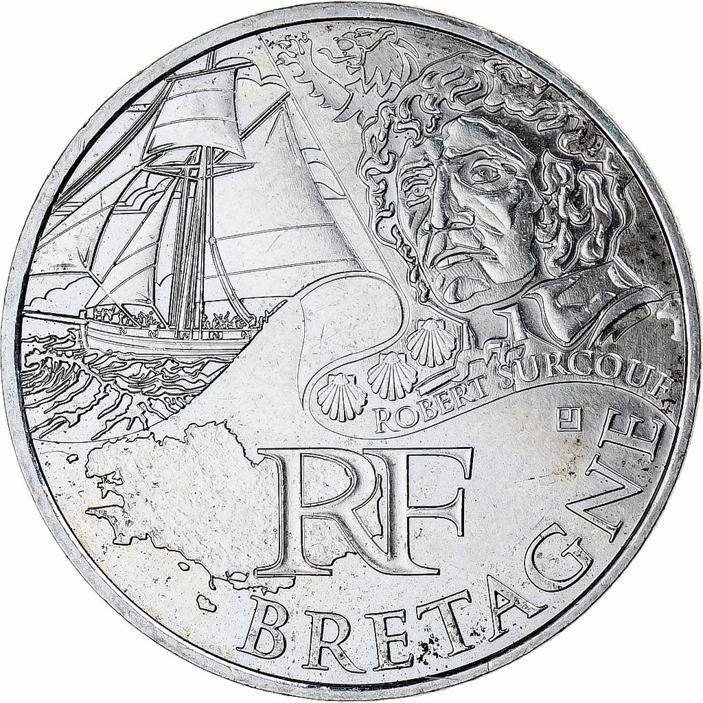 France, 10 Euro, Bretagne, 2012, Paris, MS(63), Silver, KM:1866