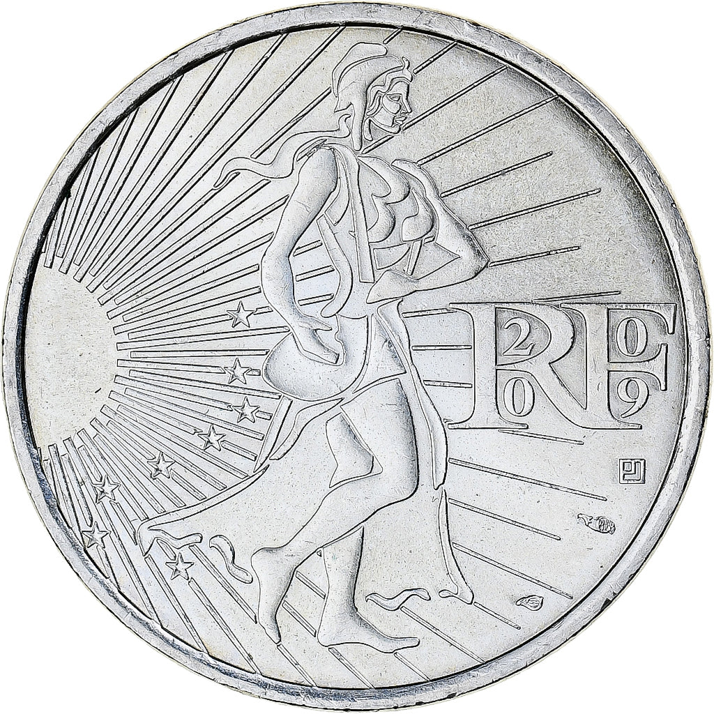 France, 10 Euro, 2009, Semeuse, MS(64), Silver, KM:1580