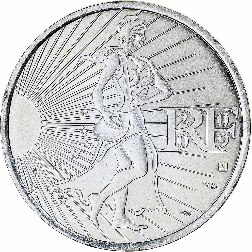 France, 10 Euro, 2009, Semeuse, MS(64), Silver, KM:1580