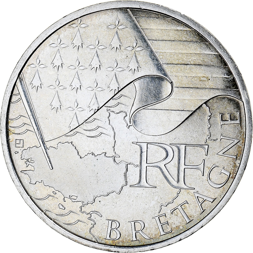 Francja, 10 Euro, Euros des régions, 2010, Monnaie de Paris, Bretagne, MS(63)